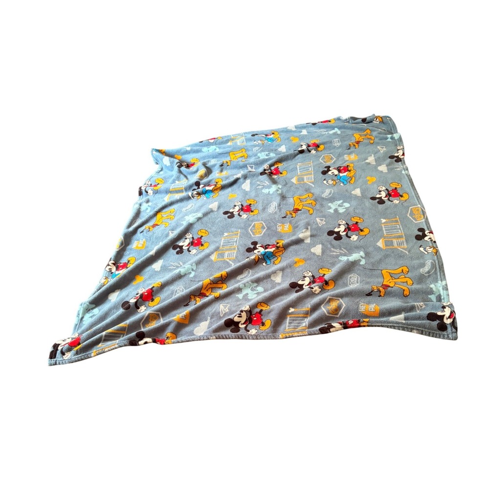 Disney Mickey Mouse Pluto Donald Duck Blue Fleece Throw Blanket Hey Pal Print